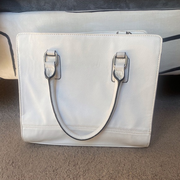 White Nine West crossbody structured handbag with top handle - Picture 4 of 8